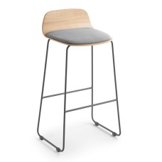Барный стул Bisell 67 см на металлических ножках с деревянной спинкой и мягким сиденьем