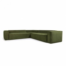 6-местный угловой диван Blok в зеленом толстом вельвете 320 x 320 см