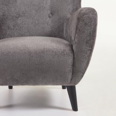 Кресло Passo из ткани букле серого цвета с ножками из массива натурального дуба черного цвета