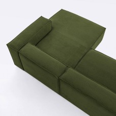 3-х местный диван Blok с правым шезлонгом в зеленом толстом вельвете 330 см