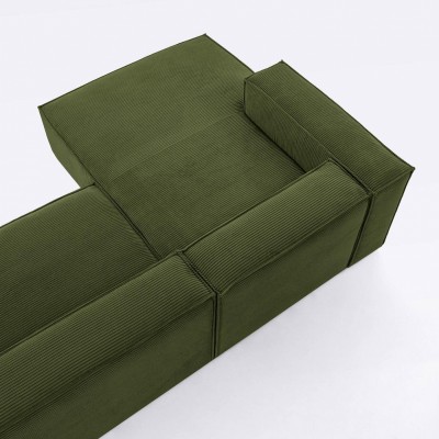 3-х местный диван Blok с левым шезлонгом в зеленом толстом вельвете 300 см