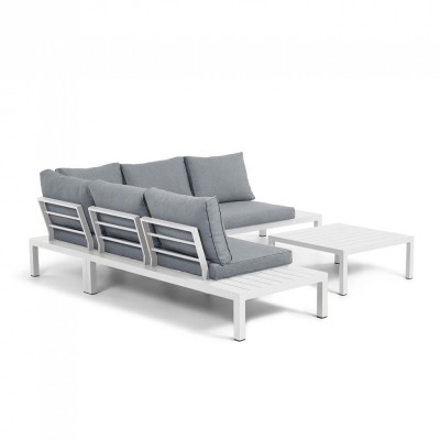 Модульный 5-местный угловой диван и стол Duka из белого алюминия