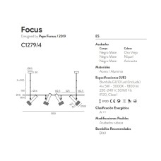 Подвесной светильник Focus 4L черный - антрацит