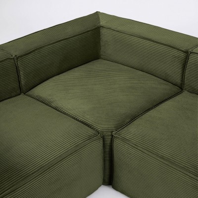 Угловой 5-местный диван Blok из плотного вельвета зеленого цвета 320 х 230 см