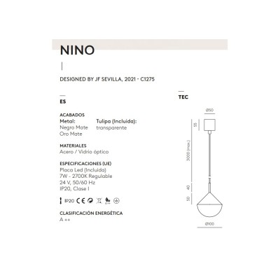 Подвесной светильник Nino латунь