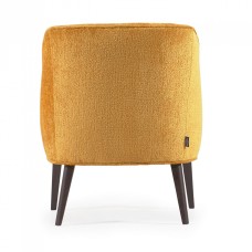 Кресло Lobby из горчичной синели на деревянных ножках с отделкой венге