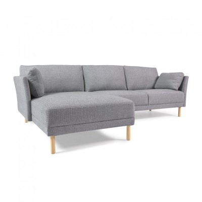 Gilma серый 3-местный диван с подвижным шезлонгом бежевые ножки