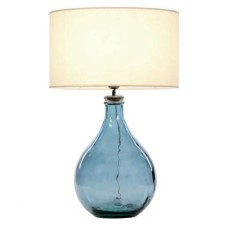 Настольная лампа Sam синее стекло + белый абажур