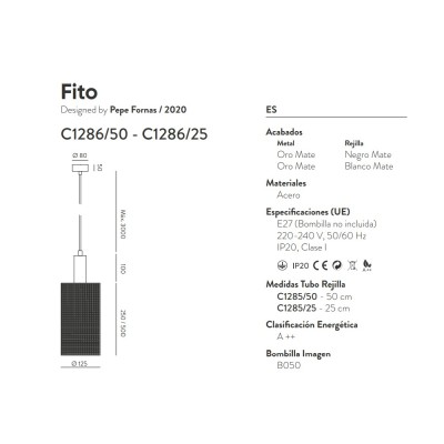 Подвесной светильник Fito 25 cm латунь - черный