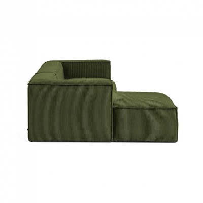 3-х местный диван Blok с левым шезлонгом в зеленом толстом вельвете 300 см
